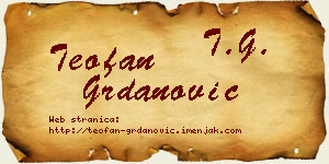 Teofan Grdanović vizit kartica